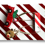 Betsey Johnson  Santa Truck & Reindeer Mismatch Drop Crystal Enamel Earrings NWT Photo 0