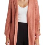 BY DESIGN Parker Hooded Embroidered Cardigan Pink Size XL Photo 0