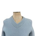 Helmut Lang  Sweater Wool Cashmere V-Neck Ribbed Baby Blue‎ Size Medium Photo 1
