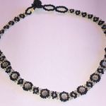 Black Clear Seed Bead Beaded Silver Tone Flower Boho Necklace Photo 2