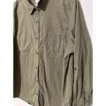 LLBean Olive Green Button Up Utility Shirt Women XL Petite Roll Tab Sleeve Photo 1