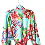 Natori  Star Blossom Belted Robe Private Luxuries Size large Blue Pink Photo 6