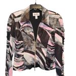 Joseph Ribkoff  Metallic Blazer 10 EUC Pink Black Zip Front Ruched Photo 2