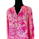 Lilly Pulitzer Elsa Silk Top in Beach Street Whales Print Size XS Photo 9
