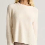 Quince Mongolian 100% Cashmere Ivory Fisherman Crewneck Sweater size M Photo 0
