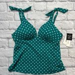 Salt + Cove Juniors Polka Dot Emerald Green Tankini Top Size M Push Up Tie New Photo 1