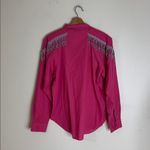 Wrangler Vtg  western wear button up pink long sleeve top with beaded tassels L Photo 13