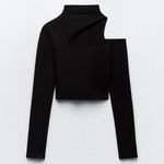 ZARA Black Asymmetrical One Shoulder Top Photo 0