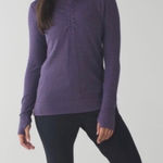 Lululemon  In A Cinch Reversible Purple Striped Cowl Neck‎ Pullover Sweater Photo 0