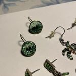 Lot Of 5 Costume Earrings Pierced Dangle Green / Yellow Photo 1