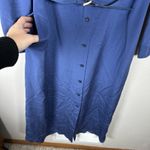 Talbots Vintage  100% Silk Blue Button Up Belted Shirt Maxi Dress Long Sleeve 8 Photo 4