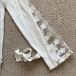 French Connection  Cream V-Neck Blouse with Lace Sleeves Photo 14