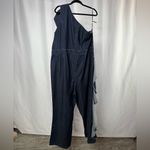 Eloquii  One Shoulder Ruffle‎ Denim Jumpsuit in Blue Size 24 Photo 7