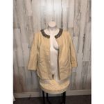 Talbots Woman Beaded Collar Jacket Blazer Size 16W Gold Open Front 3/4 Sleeve NW Photo 1