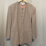 Vintage Rena Rowan for Saville Taupe Longline Blazer Minimalist Power Jacket 8 Size 14 Photo 1