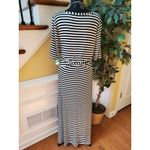 One World  Black White Striped T-Shirt Dress Large Photo 3