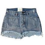 One Teaspoon Free People Blue Future Junkyard Micro Mini Skirt 25 Shimmer Fray Photo 11