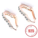 Boutique NEW Women's 14k Rose Gold Plated S925 Heart Hoop Simulated Diamond Earrings Photo 6