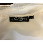 L Pogee Tank Top Womens L XL White Embroidered Floral Ruffle Hem Rayon Photo 7