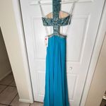 Angela and Alison  teal blue beaded prom wedding ball evening gown Women’s size 0 Photo 6