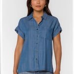 Velvet Heart Edison Shirt Chambray Button Up Short Sleeve Blue Pocket Small New Photo 0