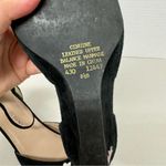 Newport News  Black Suede Floral Embroidered Wedge Sandals Womens 8.5 Ankle Strap Photo 3