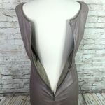Armani Collezioni  Dress Womens 2 Lamb Leather Sleeveless Taupe Fitted Photo 7