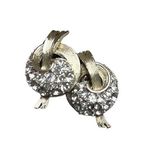Vintage Lisner 1950s Gold Tone Clear Rhinestone Clip On Earrings Costume Jewelry Photo 2