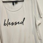 Cynthia Rowley Soft Pima Cotton Graphic T-Shirt Blessed Top White Black Size 2X Photo 3