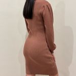 Knit Ribbed Sweater Dress in Cocoa Brown Photo 1