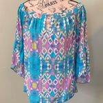 Alice & Trixie  Blue and Purple Off the Shoulder Silk Blouse Women’s Small Photo 0