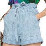 Isabel Marant Etoile Marius Light Blue Cotton Tie Waist Utility Shorts 38 NWOT Photo 0