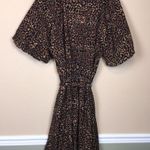 Nine West Women’s Cheetah Print Puff Sleeve Button-Up Belted Shirt Dress Photo 6