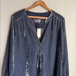 Anthropologie NEW Melody Velvet Tunic Dress Slate Blue Small Photo 4