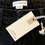 Good American Good 90's Bermuda Shorts Fitted Waist Raw Hem Black227 0/25 NWT Photo 4