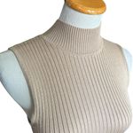 Womens Madison Grey Oatmeal Ribbed Mock Neck Sleeveless Top Blouse Photo 1