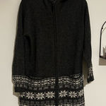 Icewear Iceland Gray Mjoll Wool Angora Zip Front Fair Isle Long Duster Sweater L Size L Photo 0
