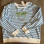 Lilly Pulitzer NWT  Ballad Long Sleeve Sweatshirt Blue Stream Stripe Twin Palms Photo 1