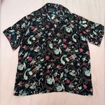 Nicole Miller  Y2K Black Multicolor Graphic Button Down Shir Photo 0