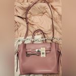 Michael Kors NWT🌞 HAMILTON LEGACY ROYAL PINK LEATHER BELTED LARGE SATCHEL BAG🌺 Photo 4