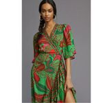 Farm Rio Tropical Bohemian Flutter Sleeve Wrap Maxi Dress Size Medium Photo 3