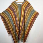 Rhonda Stark Southwestern Italian Acrylic Carnival Stripe Fringe Serape Shawl OS Photo 3