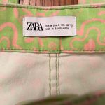 ZARA Green & Pink Floral Print Flare Cropped Stretch Denim Jeans Y2k Size 4 Photo 7