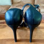 Taryn Rose  Black Leather Ankle Strap Heels Photo 4