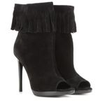 Burberry women’s Pelling Fringed Suede Peep-toe Booties boots IT 37.5 US 7.5 Photo 0