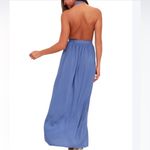 Lulus Lulu’s Magical Movement Periwinkle Blue Wrap Maxi halter dress, size small Photo 1