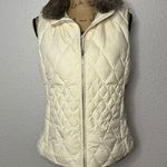 Eddie Bauer Vest Premium Goose Down Size M White Fur Trim Full Zip Puffer Gorp Photo 0