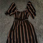 Xhilaration  Black and Brown Striped Long Sleeve Dress Photo 2