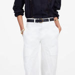 Madewell The Barrel Leg Utility Pant Garment Dyed Twill White Cargo US 6 NWT Photo 0