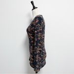 Peruvian Connection  Navy Blue Orange Floral Long Sleeve Knit Slim Fit Top Medium Photo 2